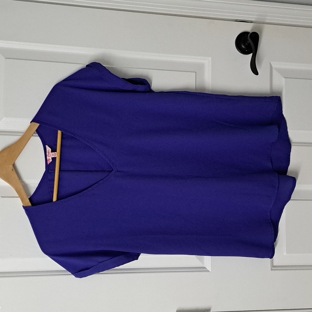 Blue V Neck Blouse